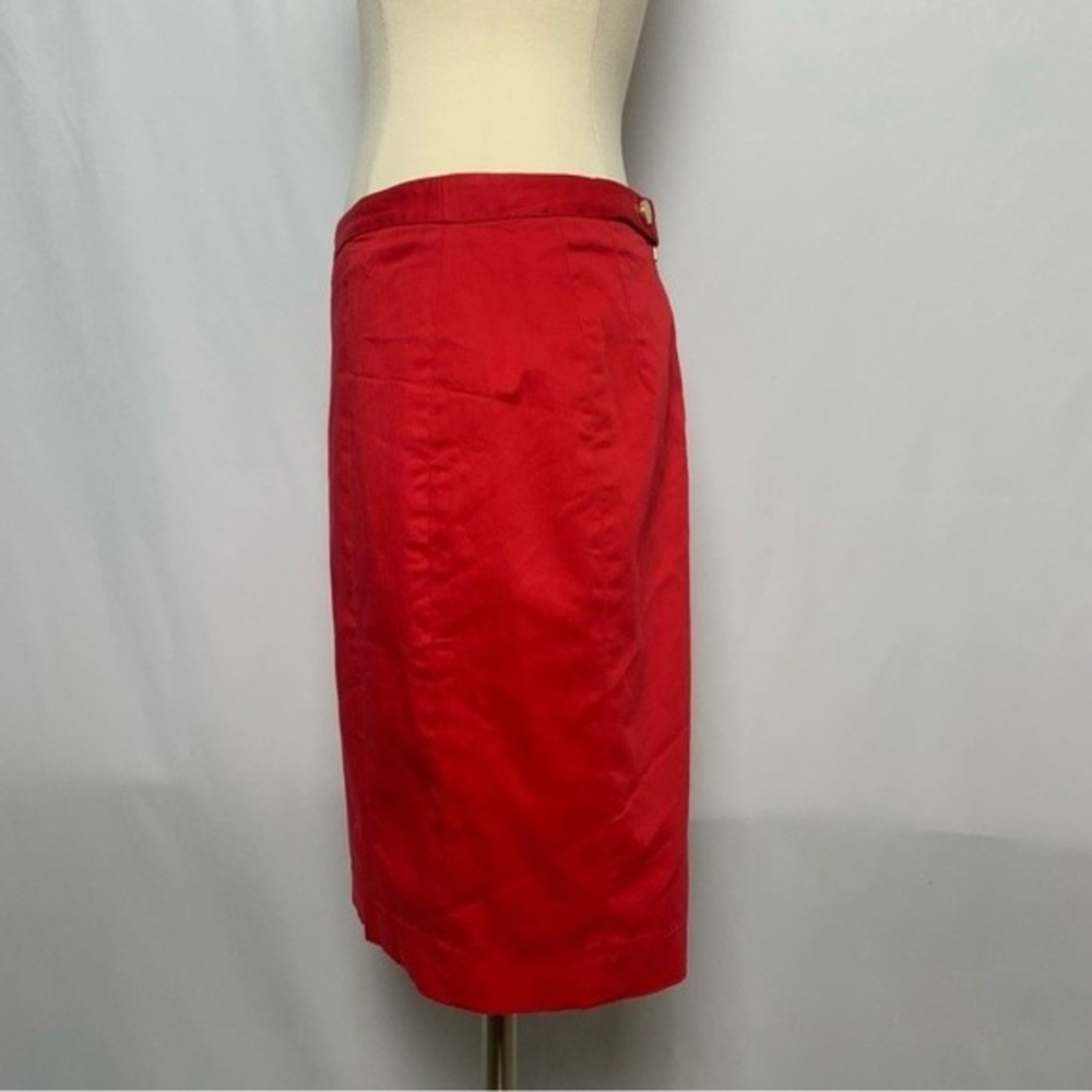 Express Size Red Cotton Short Lined Pencil Skirt